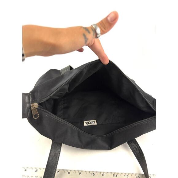 VTG Chico's Nylon Large Black Tote Bag 1990s Y2K - Picture 5 of 16